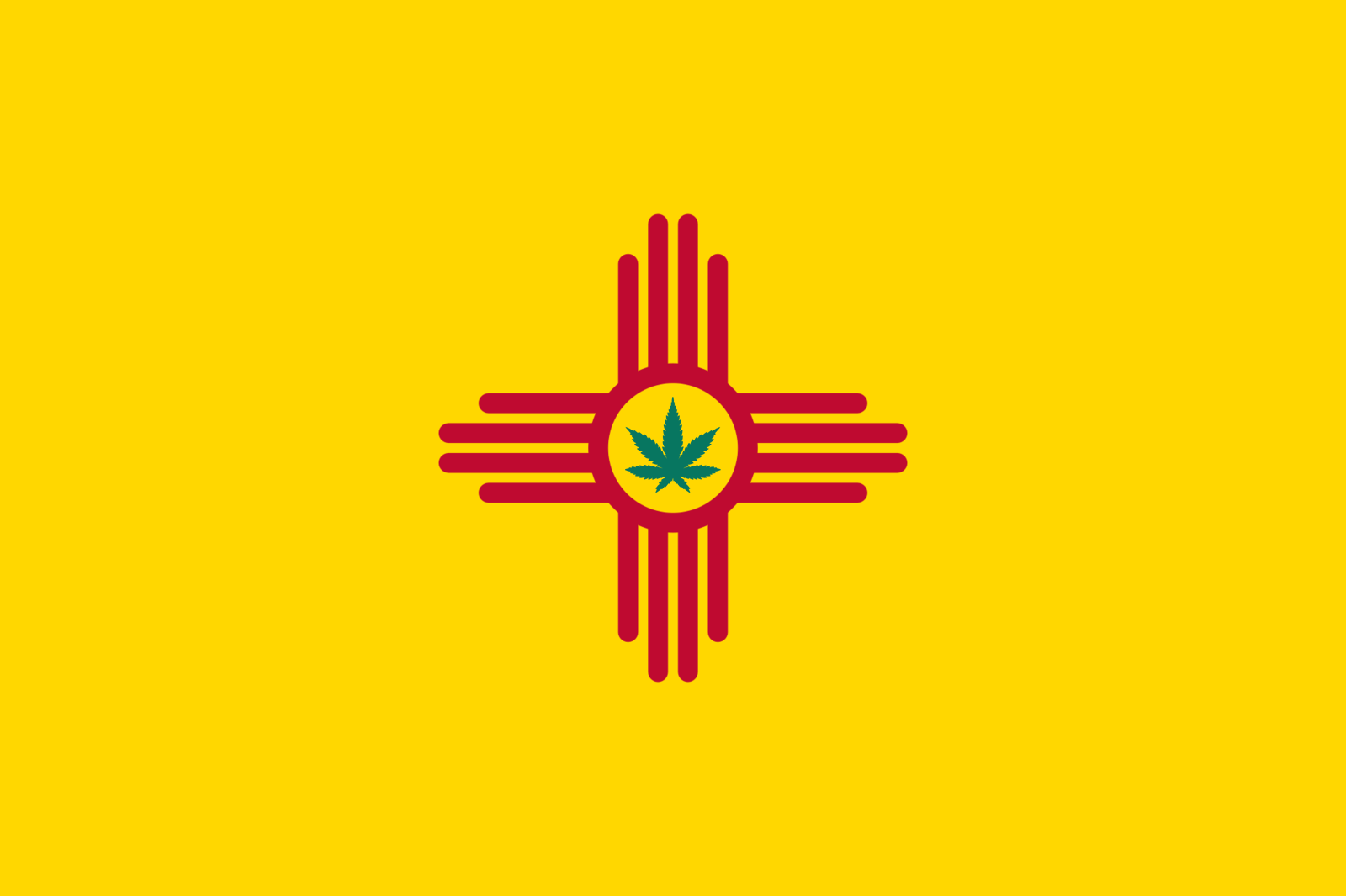 New Mexico Flag with Cannabis Leaf - Medusa Seed Bank